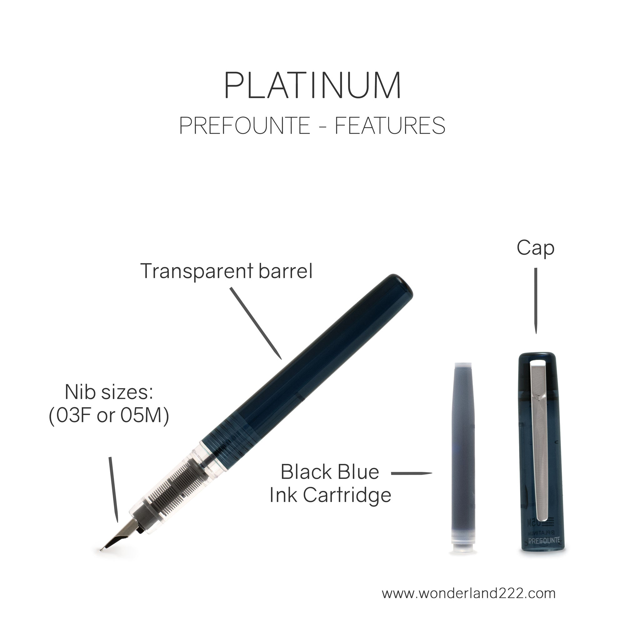 Platinum Prefounte Fountain Pen - Stainless Steel Nib | Wonderland222