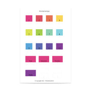Wonderland 222 Rainbow planner index tabs with labeled sections year quarter tracker daily and numbered tabs for organization