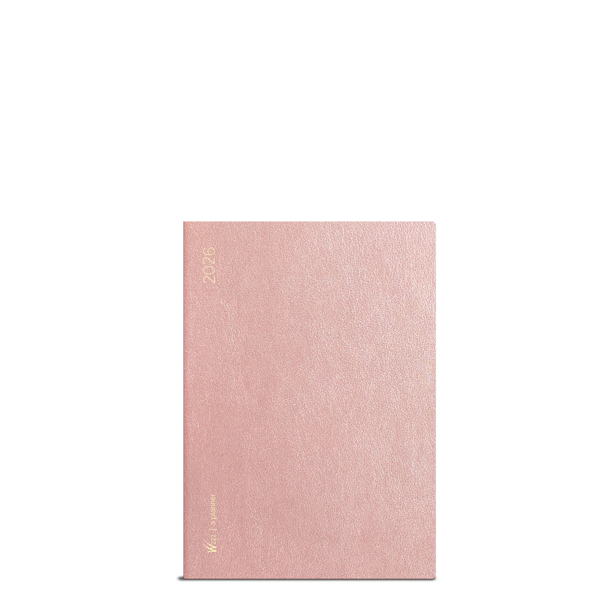 Wonderland 222 2026 A6 planner in Alpen Glow Pink  with textured cover and gold 2026 foil detail