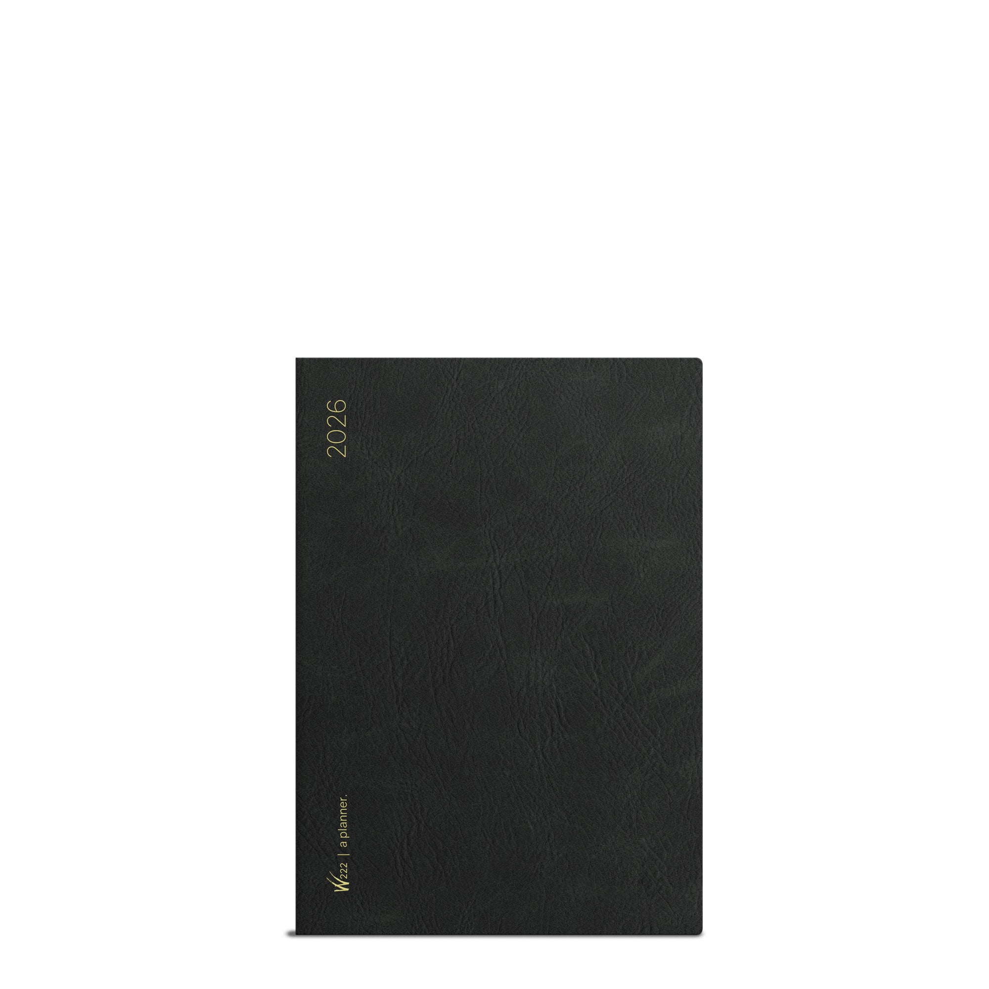 Wonderland 222 2026 A6 planner in Midnight sky black with textured cover and gold 2026 foil detail