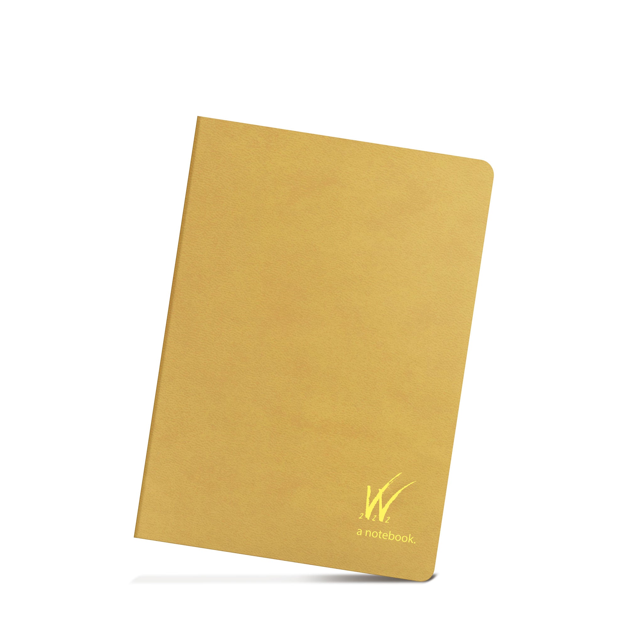 Wonderland 222 B6 notebook in Daffodil yellow with a gold brand detailing featuring tomoe river grid paper.