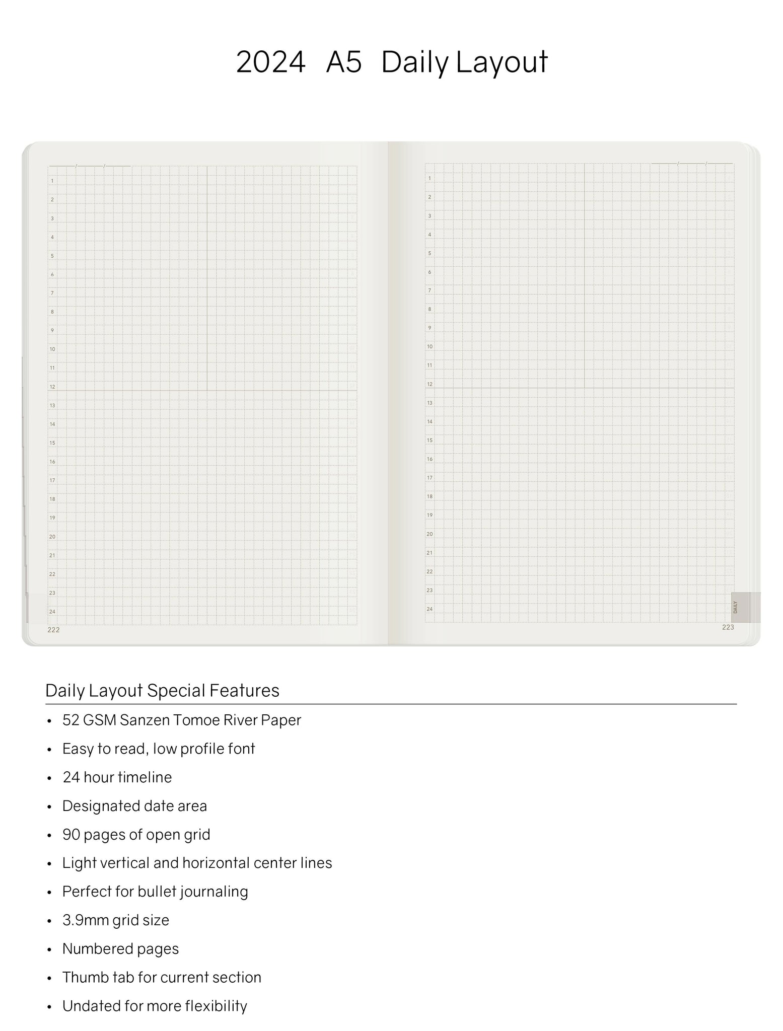 2024 A5 Weekly Planner - 52gsm Tomoe River Paper (Stacked Weekends)