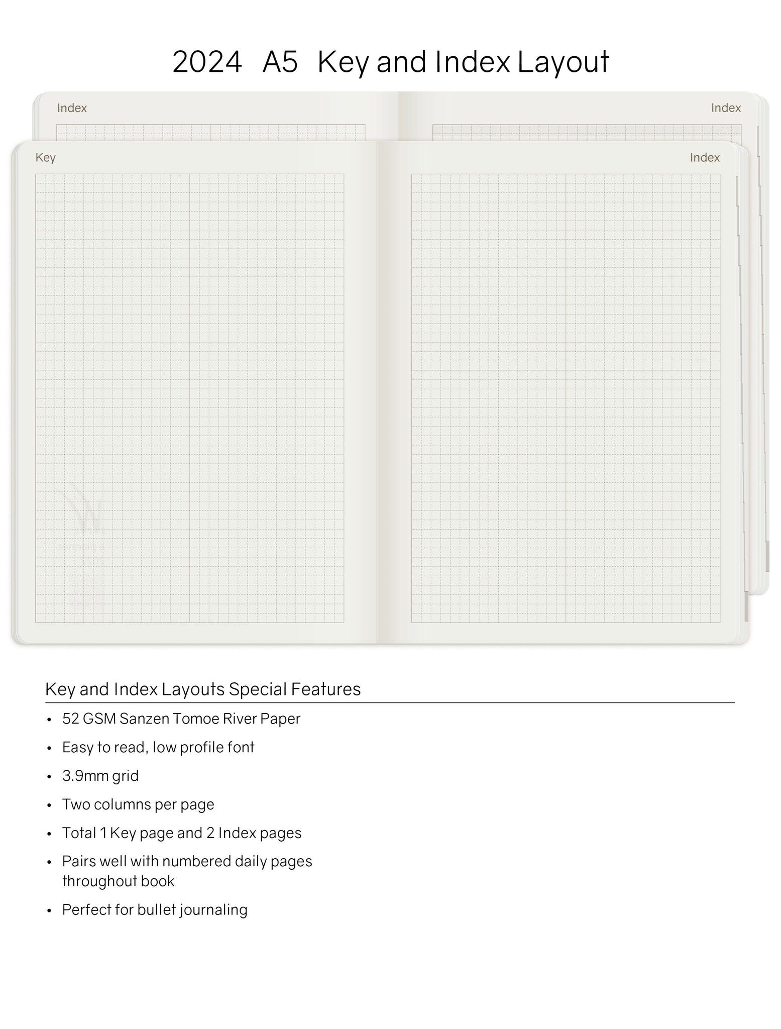 2024 A5 Weekly Planner - 52gsm Tomoe River Paper (Stacked Weekends)