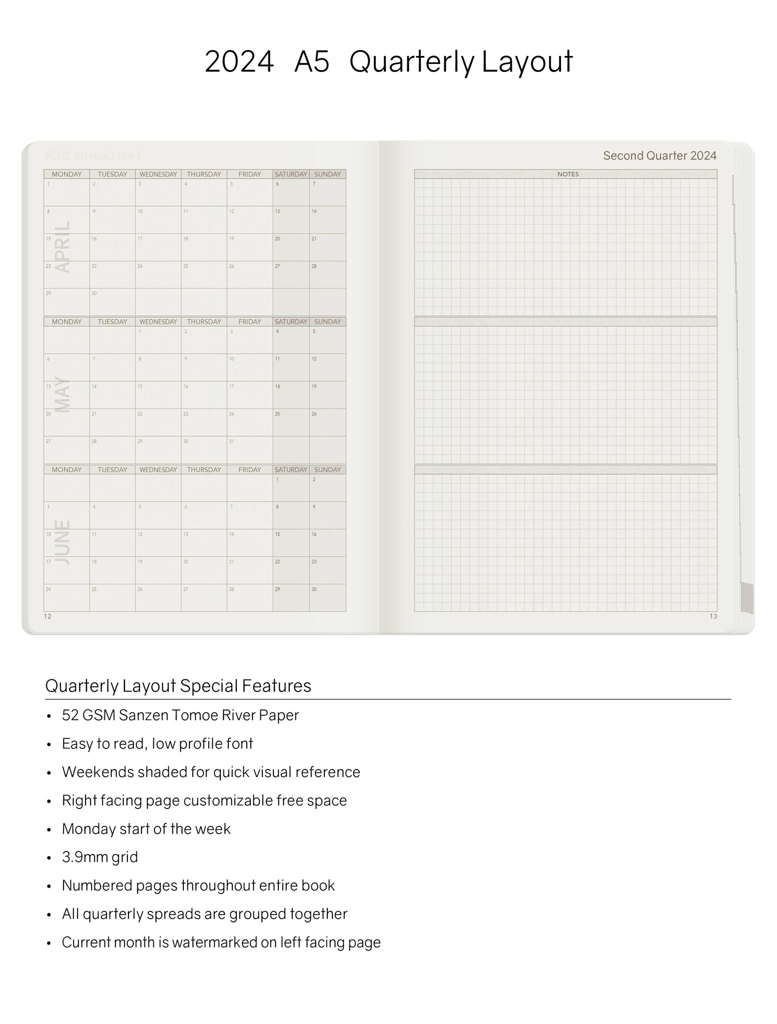 IMPERFECT | 2024 A5 Weekly Planner - 52gsm Tomoe River Paper (All in One Unstacked)