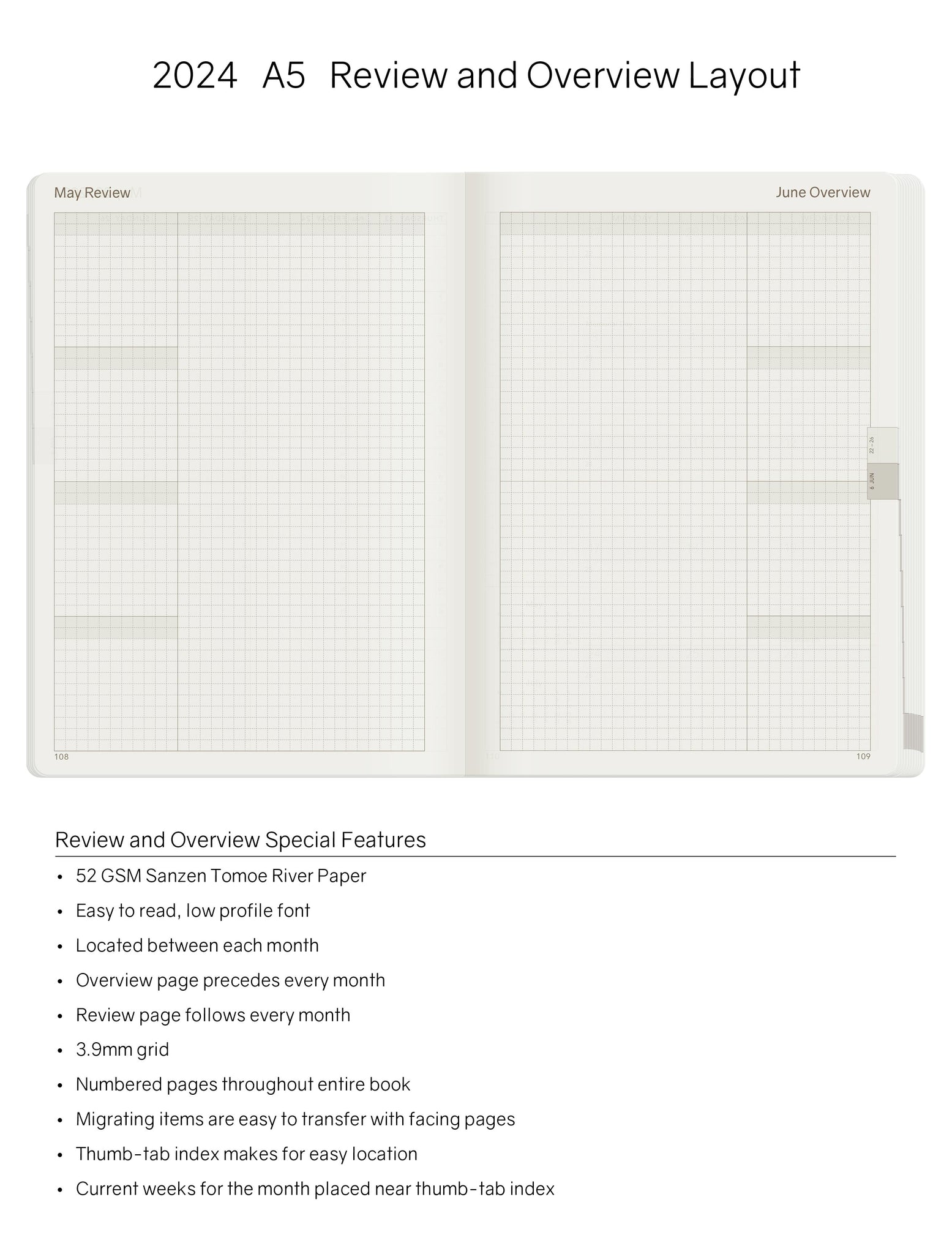 2024 A5 Weekly Planner - 52gsm Tomoe River Paper (All in One Unstacked)