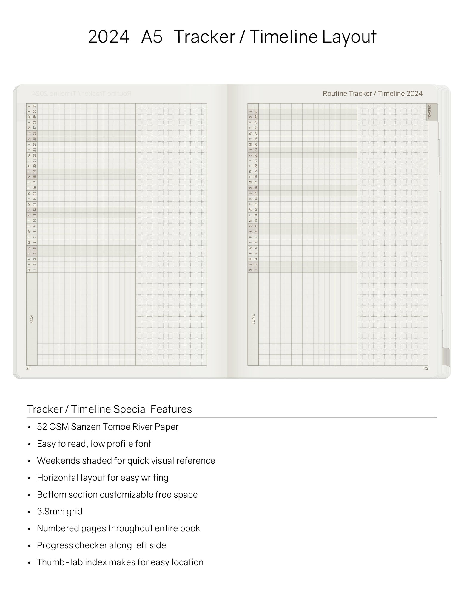 2024 A5 Weekly Planner - 52gsm Tomoe River Paper (All in One Unstacked)