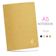 Wonderland 222 A5 notebook in Daffodil yellow with textured cover, 192-page grid layout, minimalist design, fountain pen friendly paper. Available in additional colors.