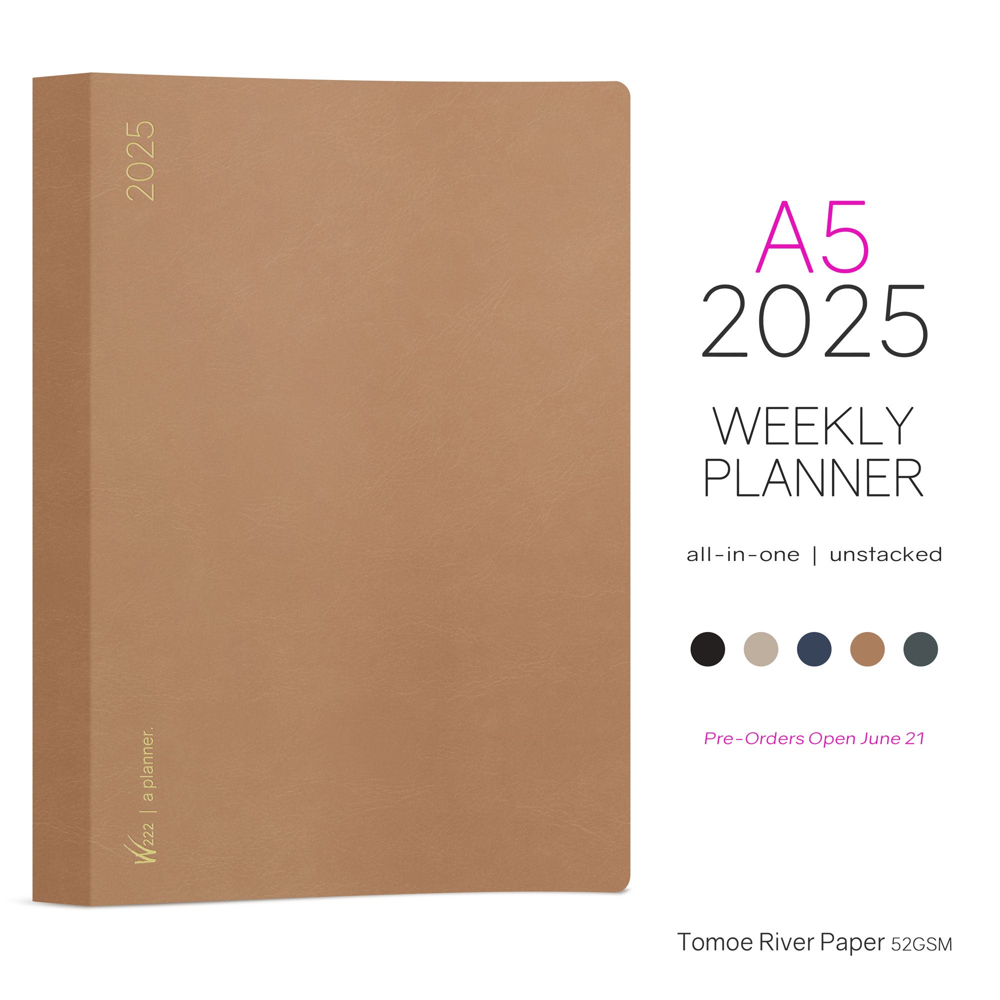 PRE-ORDER | 2025 A5 Weekly Planner | 52gsm Tomoe River Paper | All-in-One | Unstacked Weekends