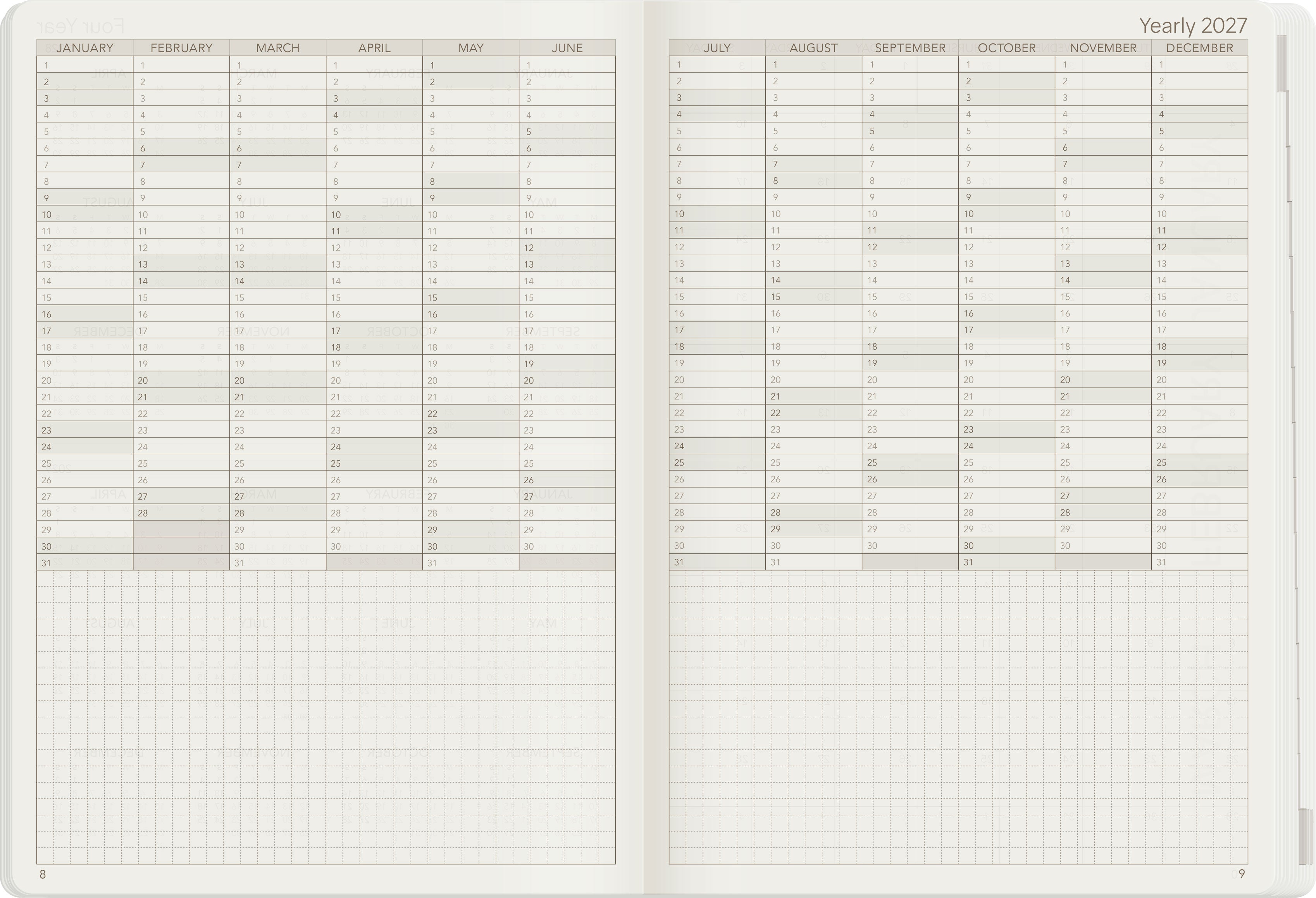 2027 A5 Weekly Planner | Core | Horizontal