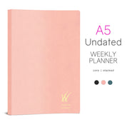 Wonderland 222's A5 Undated planner with premium tomoe river paper and stacked weekends in new dawn. other colors shown below.