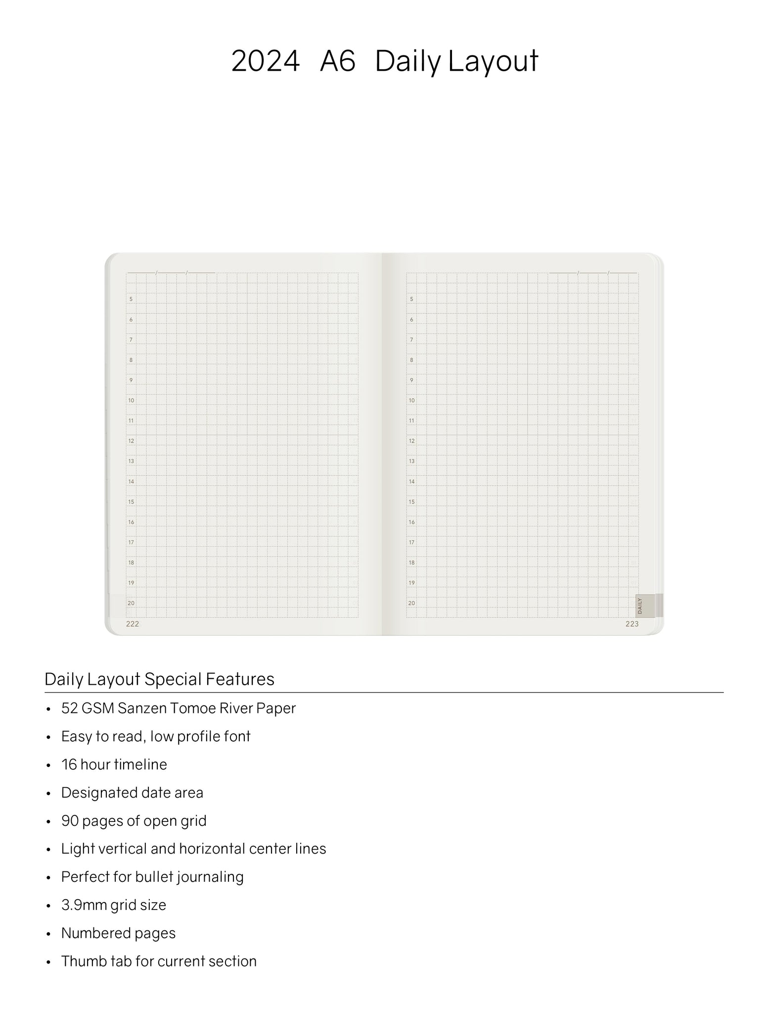 2024 A6 Weekly Planner - 52gsm Tomoe River Paper (Stacked Weekends)