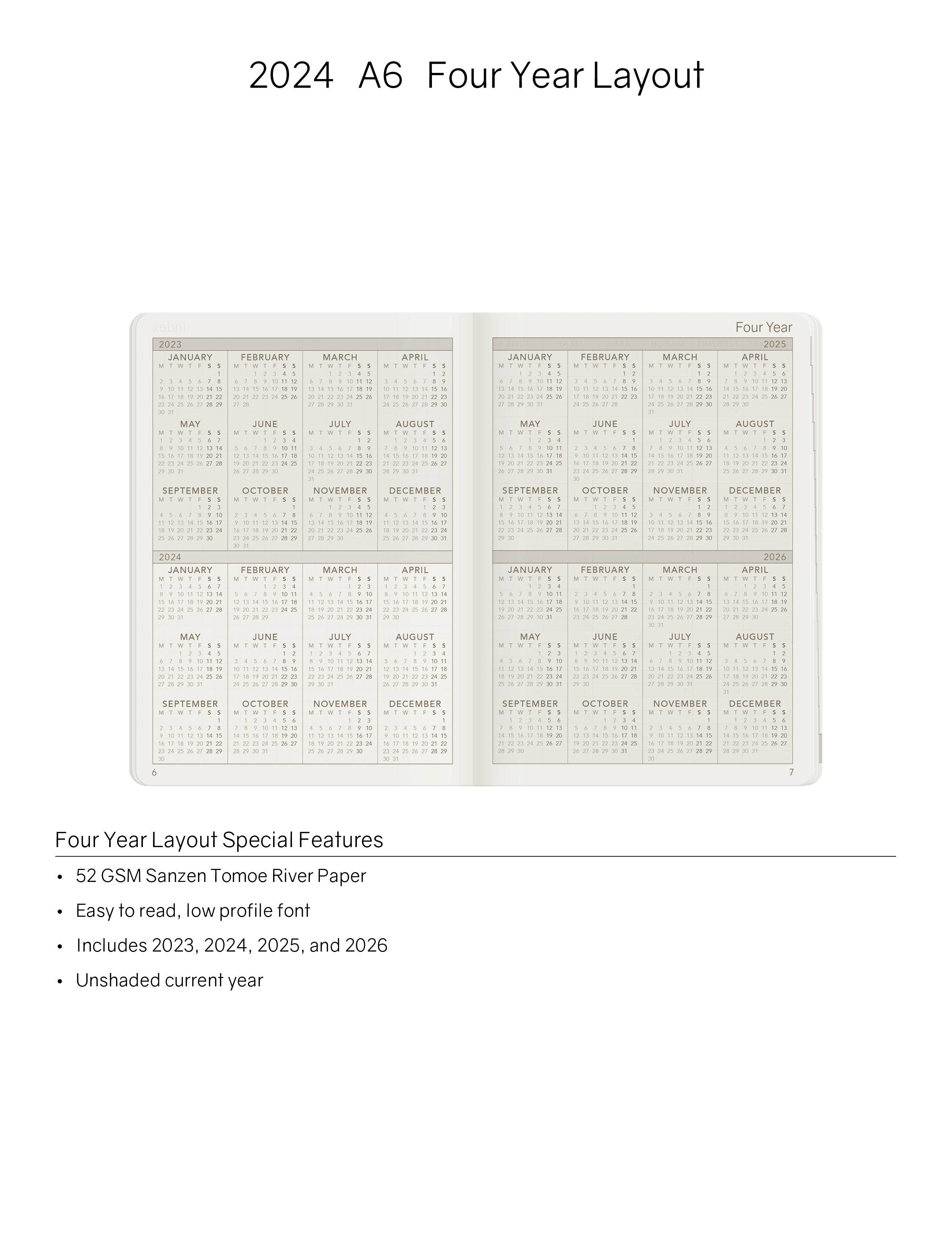2024 A6 Weekly Planner | 52gsm Tomoe River Paper | Core | Stacked