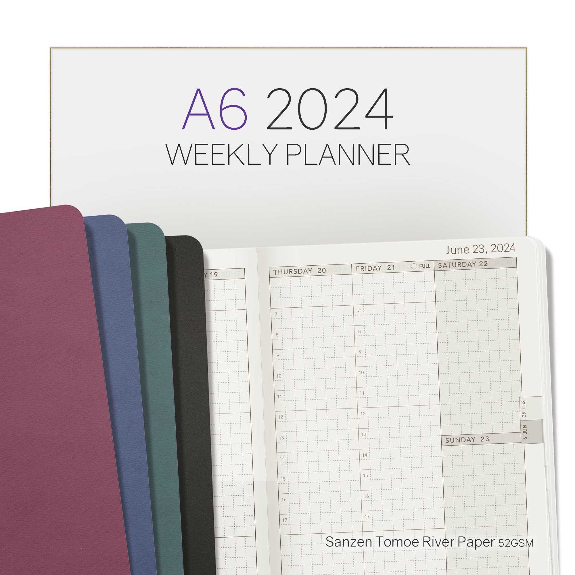 IMPERFECT | 2024 A6 Weekly Planner - 52gsm Tomoe River Paper (Stacked Weekends)