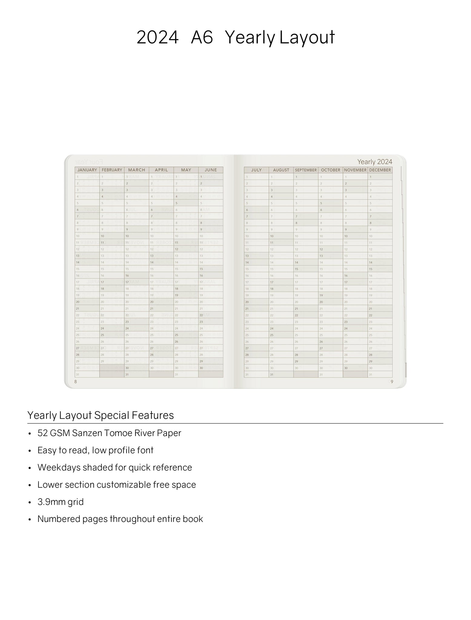 2024 A6 Weekly Planner - 52gsm Tomoe River Paper (Stacked Weekends) –  Wonderland222