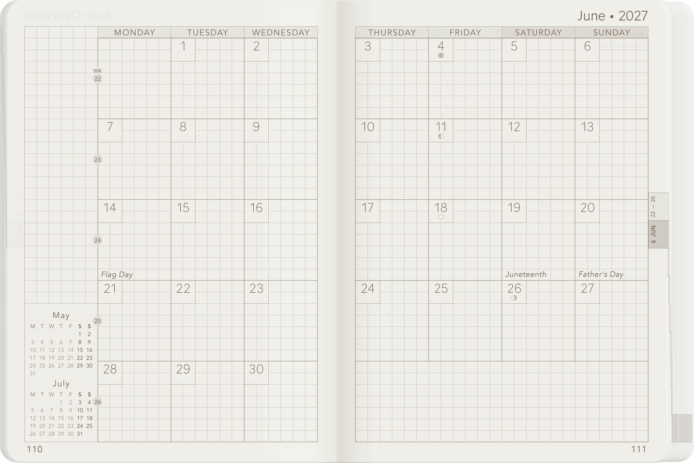 2027 A6 Weekly Planner | All-in-One | Stacked Weekends