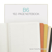 Wonderland 222 B6 notebooks with 192-pages of grid 52gsm tomoe river paper by sanzen in Midnight sky, Pumice, Daffodil and Honeysuckle.