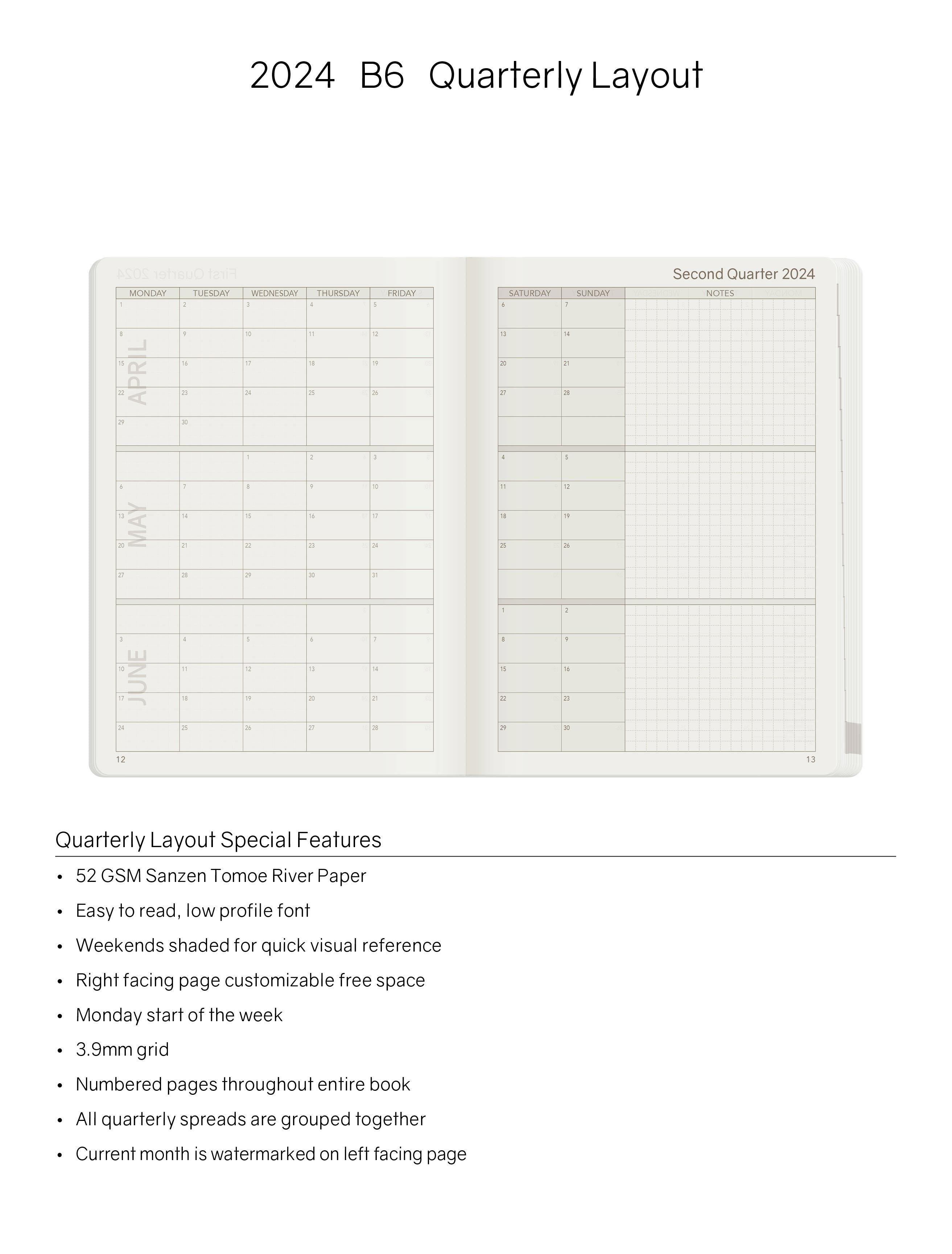 IMPERFECT | 2024 B6 Weekly Planner - 52gsm Tomoe River Paper (All in One)