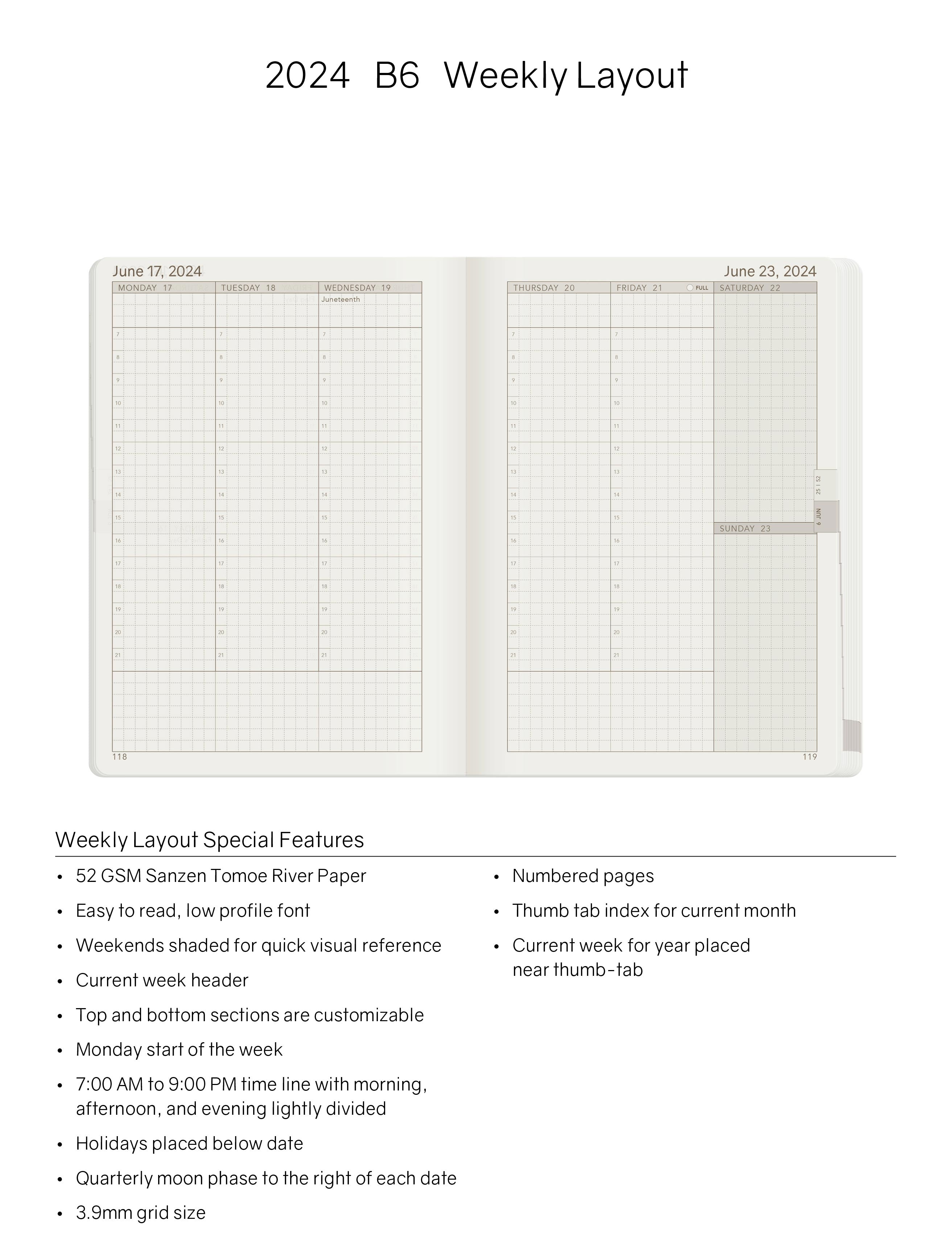 IMPERFECT | 2024 B6 Weekly Planner - 52gsm Tomoe River Paper (All in One)