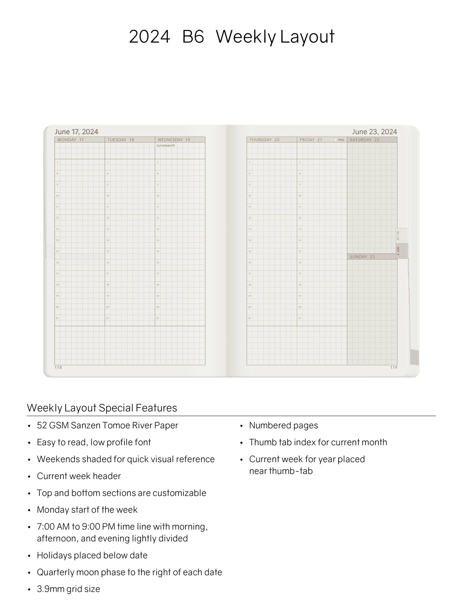 IMPERFECT | 2024 B6 Weekly Planner - 52gsm Tomoe River Paper (All in One)