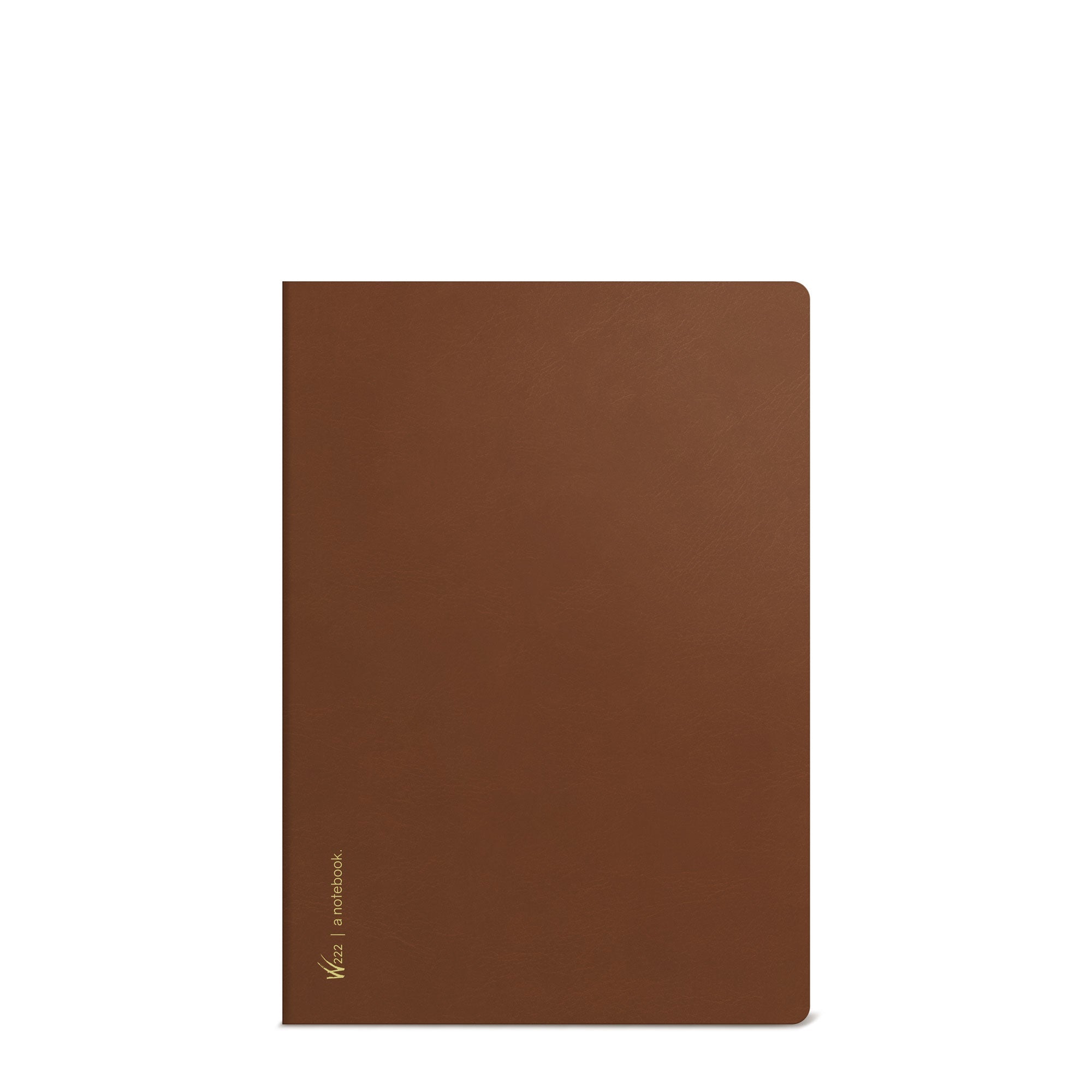 Wonderland 222 B6 notebook in Spiced Cedar with gold brand detailing featuring wonderland 222 paper