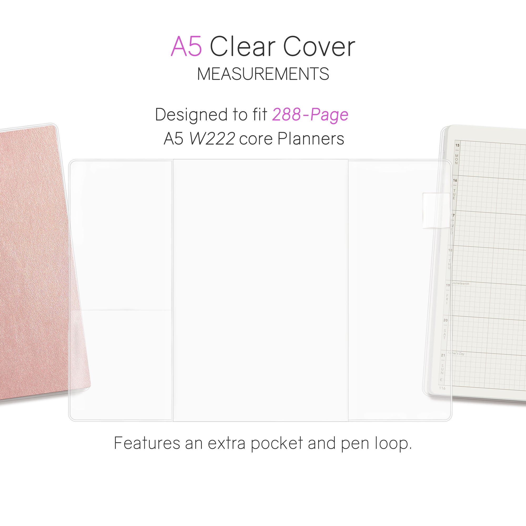 Vinyl Clear Cover for 288 page wonderland 222 A5 Core Planner 