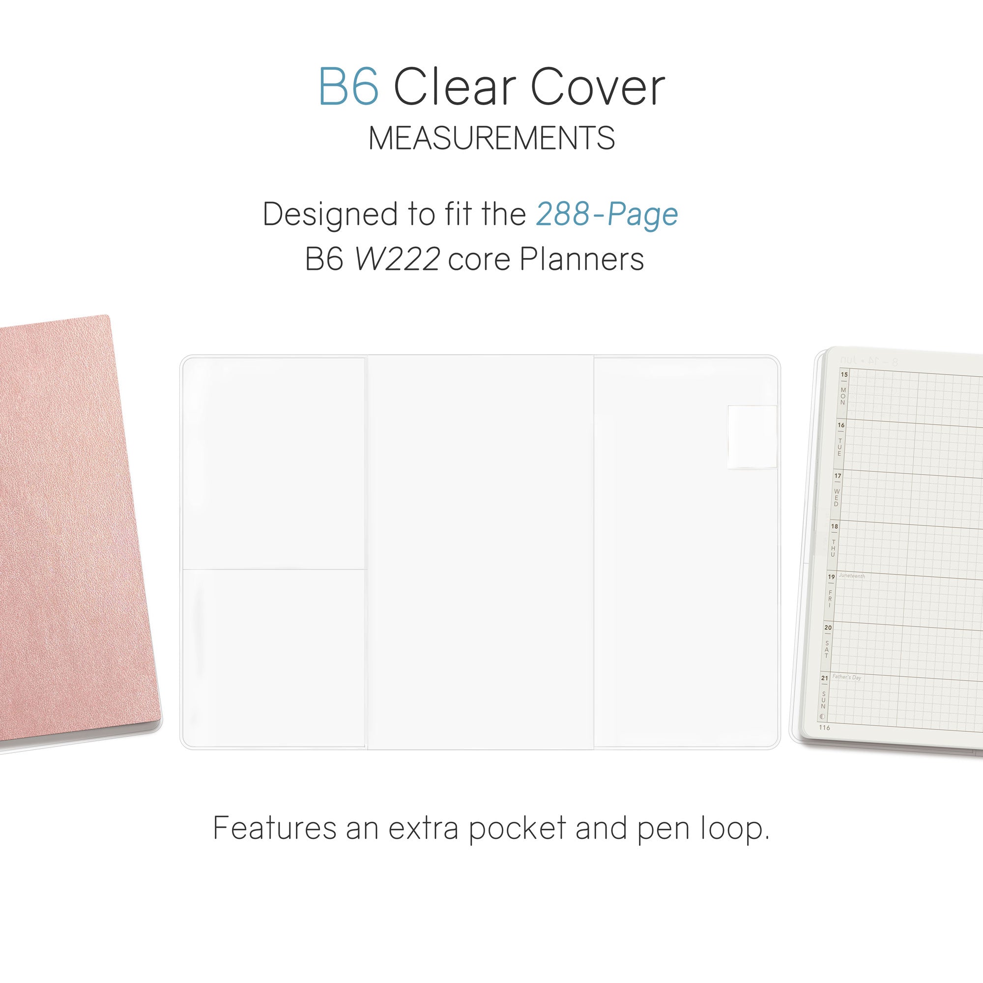 Vinyl Clear Cover for 288 page wonderland 222 B6 Core Planner 