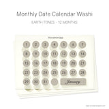 Monthly Calendar Date Washi