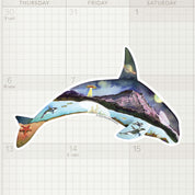Wonderland 222 waterproof style orca sticker with galaxy artwork and underwater whale scene