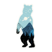 Wonderland 222 standing bear sticker with mountain and celestial sky illustration