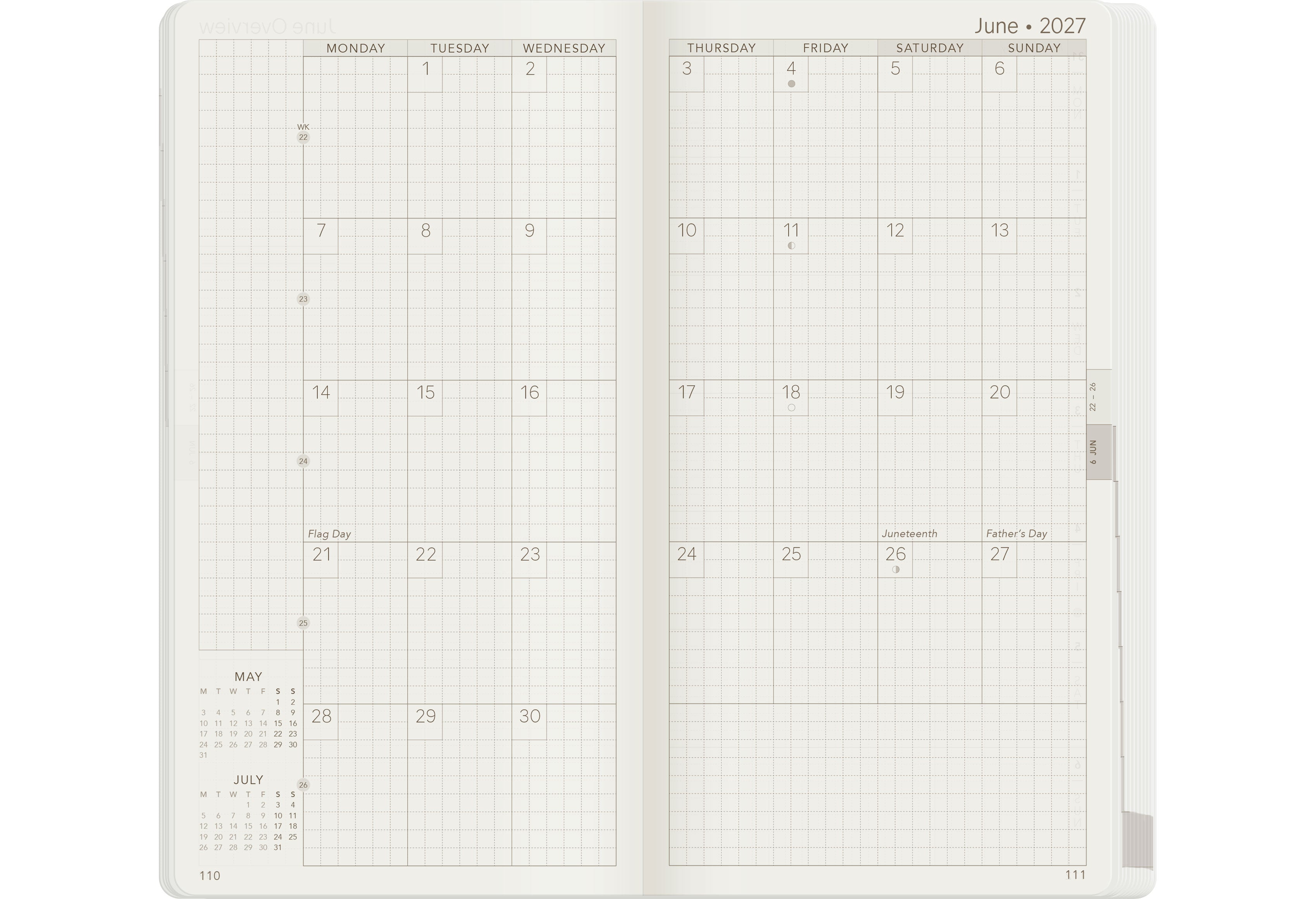 2027 W1 Weekly Planner | Core | Unstacked Weekends