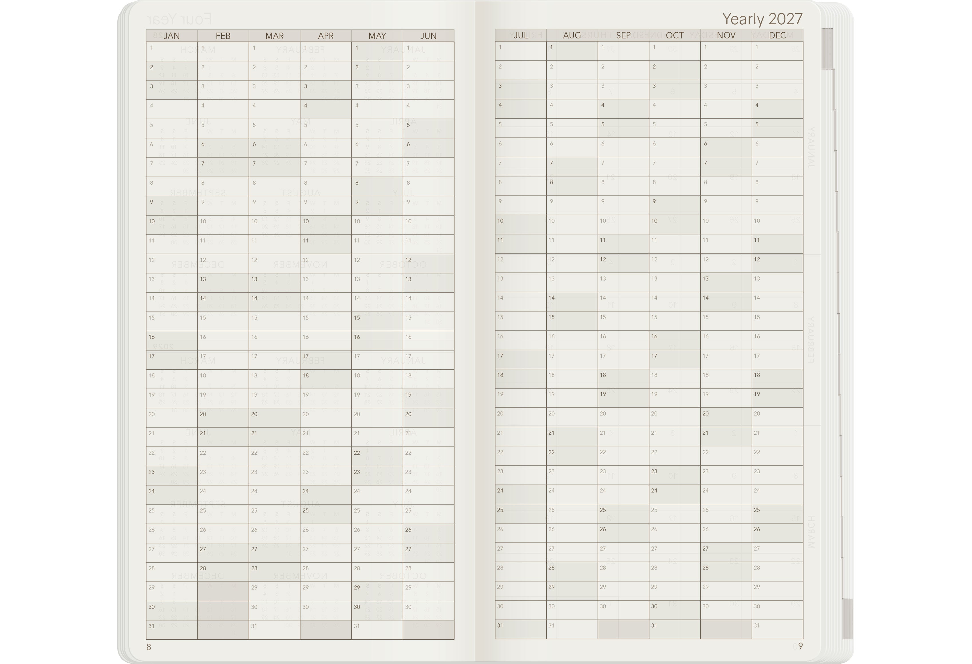 2027 W1 Weekly Planner | Core | Unstacked Weekends