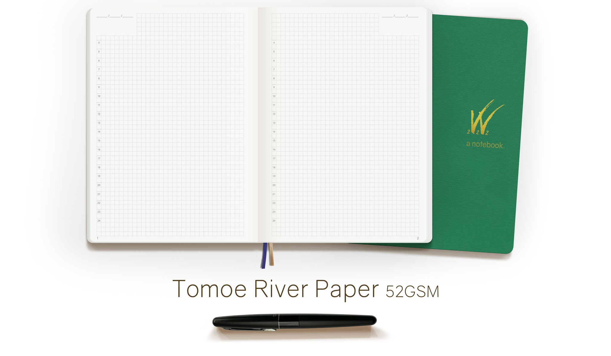 Tomoe River Paper Notebook.  Fountain Pen and watercolor friendly 52 gsm ultra thin lightweight paper.  Wonderland 222 Wonderplanners and notebooks.