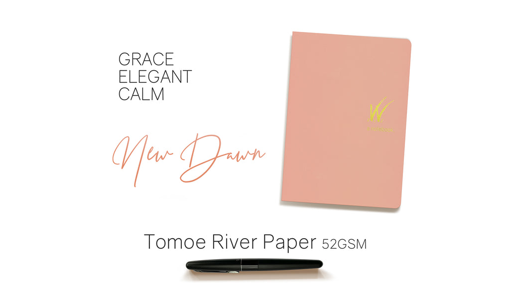 B6 52gsm Tomoe River Paper Notebook with peach cover by Wonderland 222.  368 pages of smooth, ultra lightweight fountain pen friendly Tomoe River Paper.