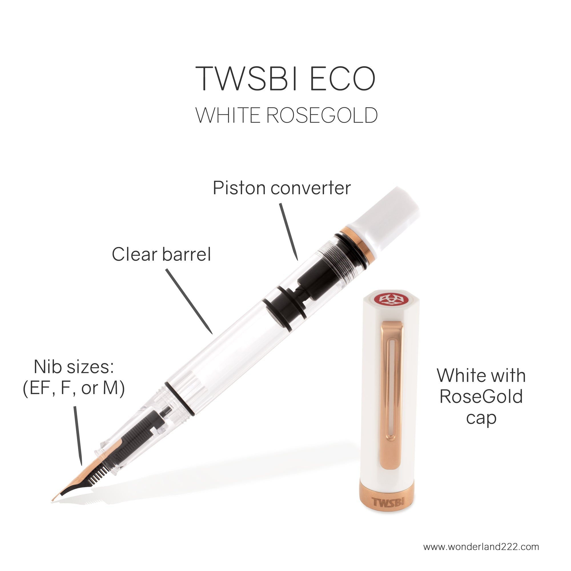 TWSBI Eco Fountain Pen - White Rose Gold Fine