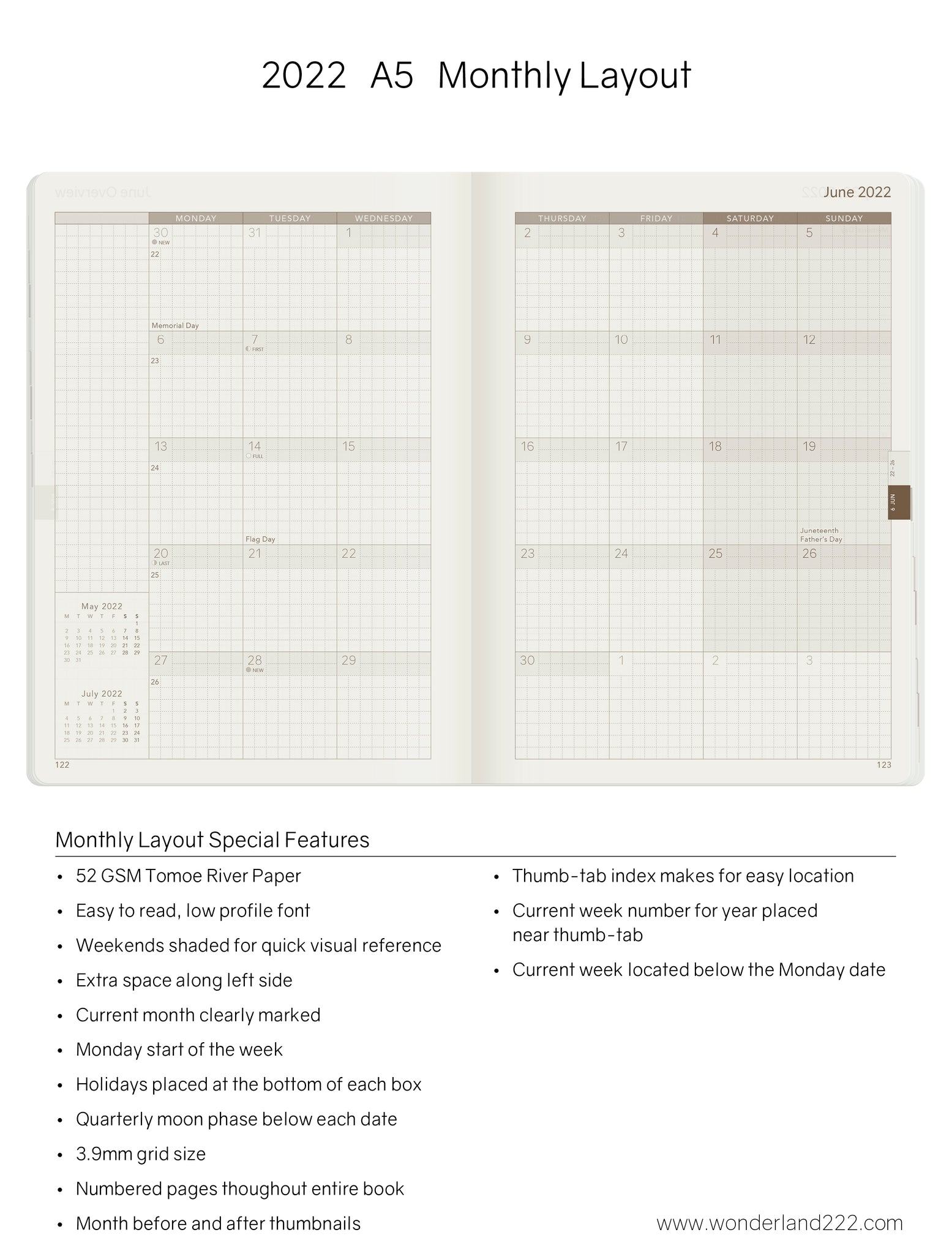 Overstock Sale! - A5 2022 Weekly Planner - 52gsm Tomoe River Paper
