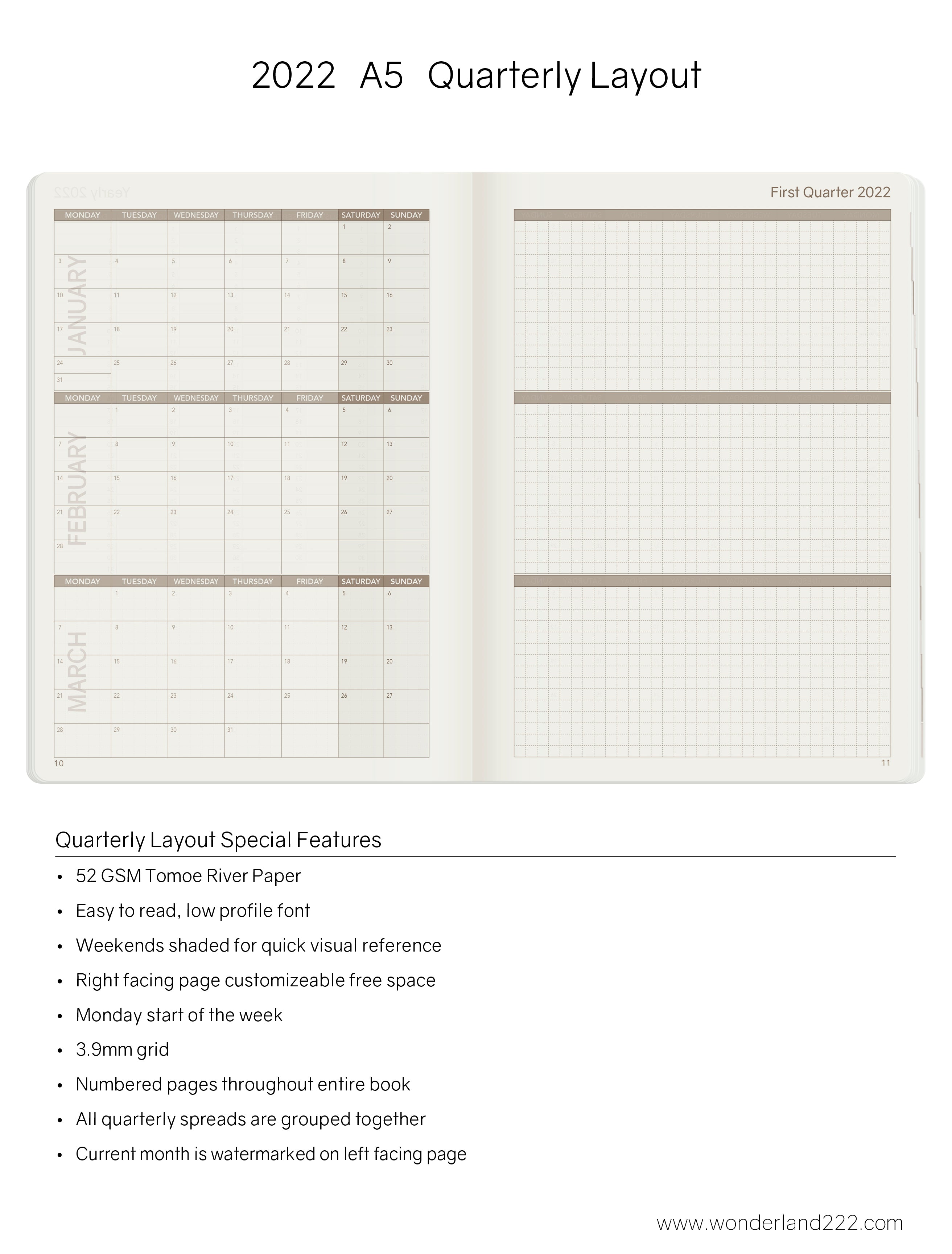 Sale | 2022 A5 Weekly Planner - 52gsm Tomoe River Paper