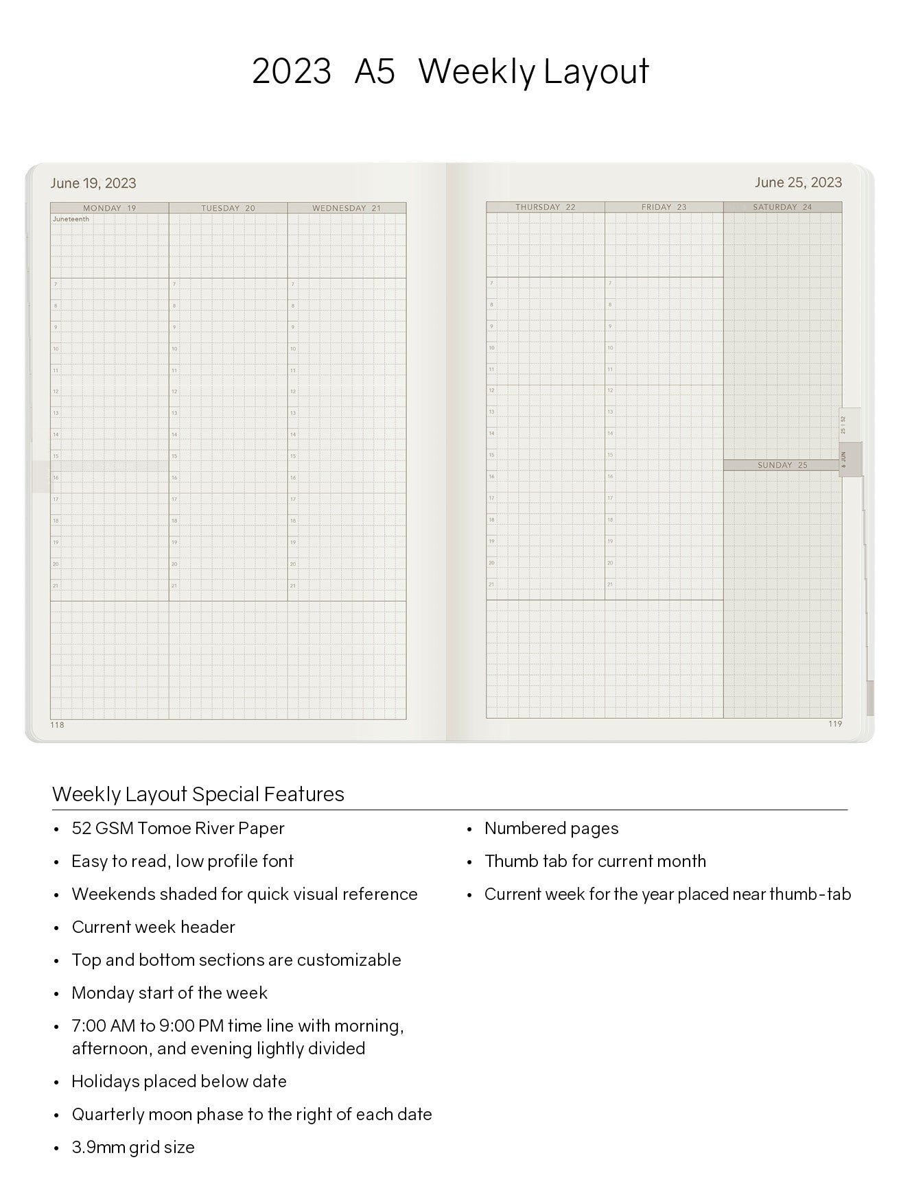 Sale | 2023 A5 Weekly Planner - 52gsm Tomoe River Paper