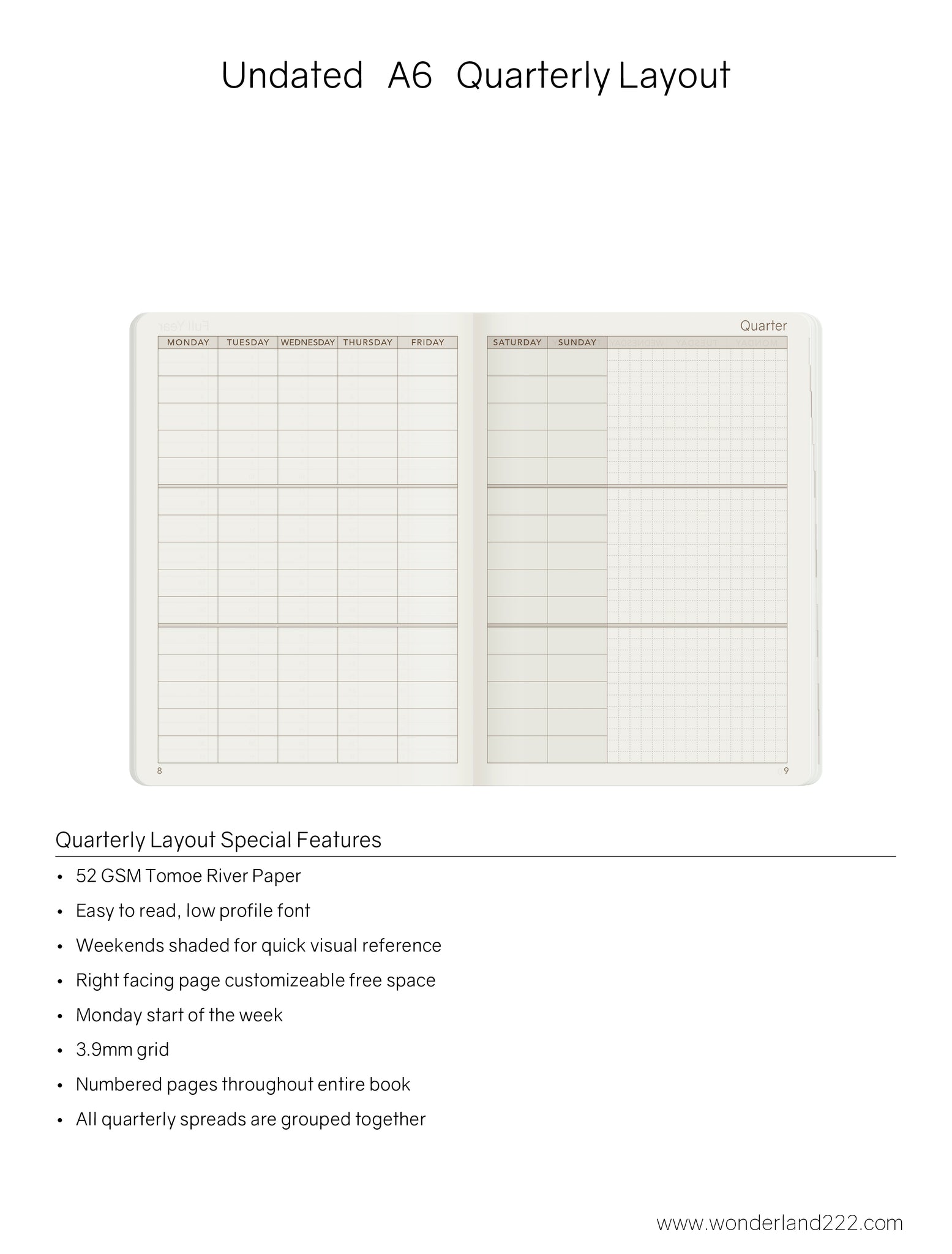 A6 Undated Weekly Planner - 2022 Edition