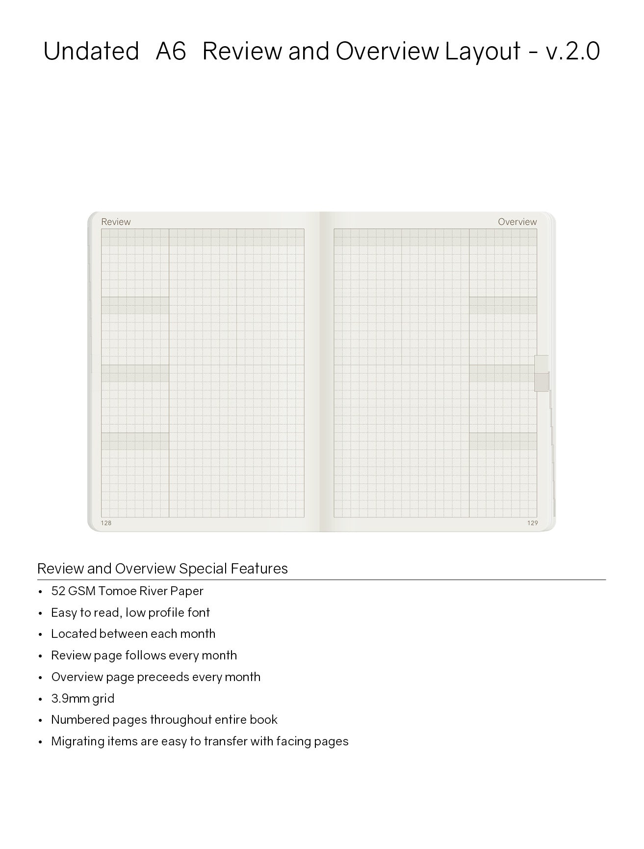 A6 Undated Weekly Planner v.2 - 52gsm Tomoe River Paper