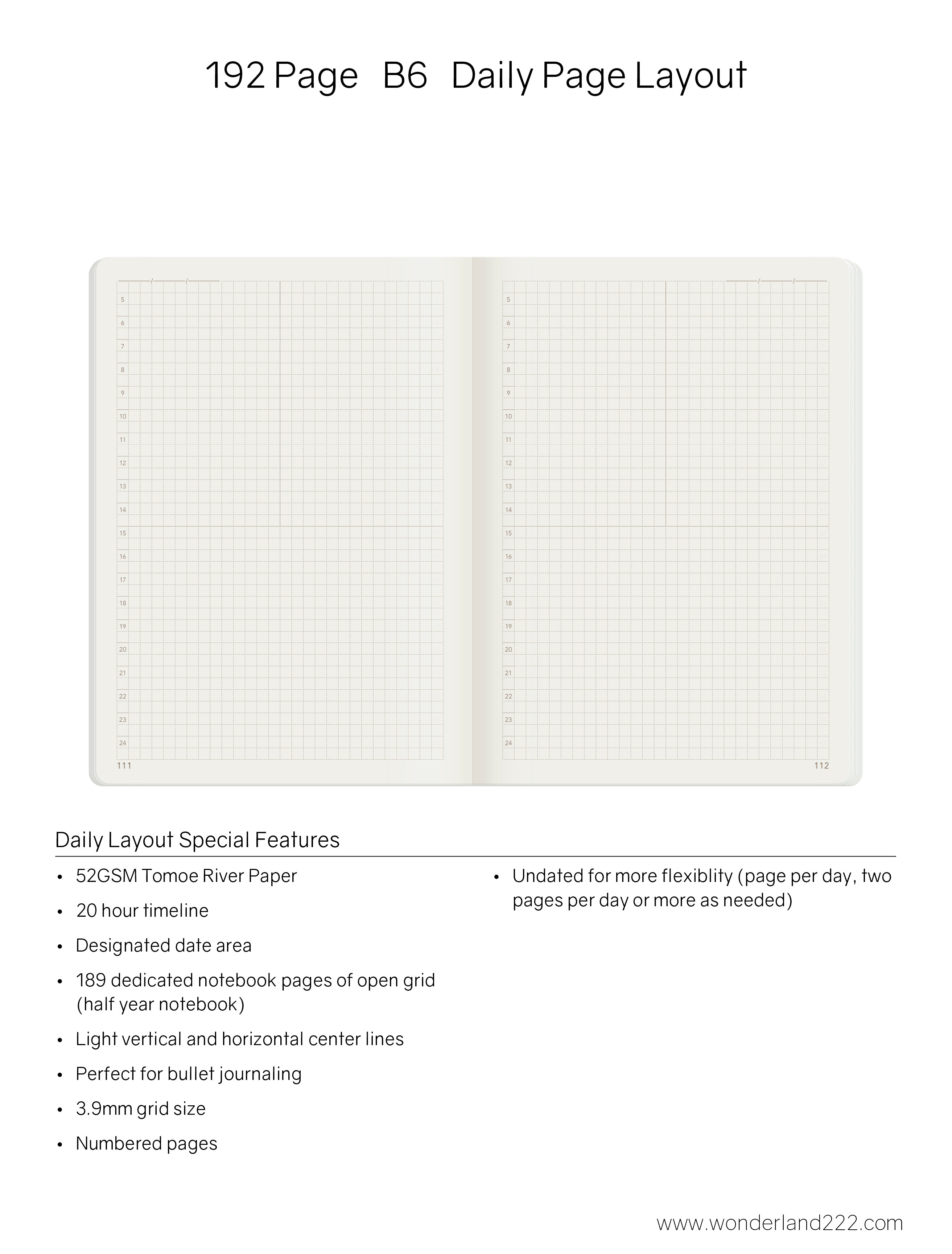 B6 Notebook | 2023 Edition | Grid | 192 – Wonderland222