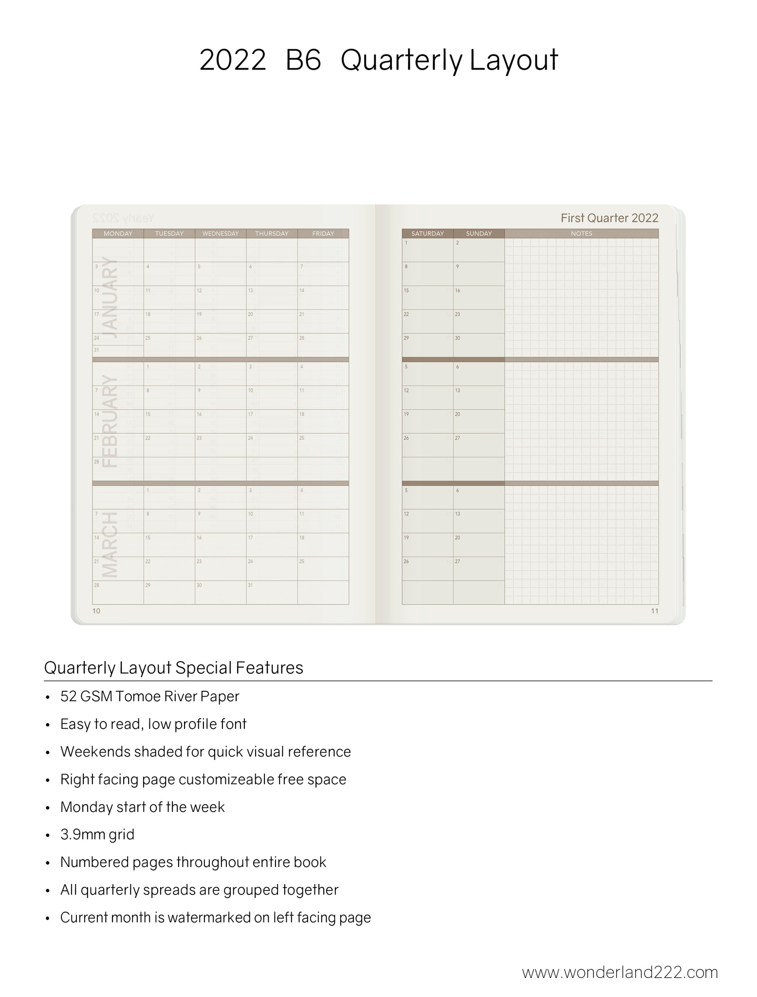 Overstock Sale! - B6 2022 Weekly Planner - 52gsm Tomoe River Paper