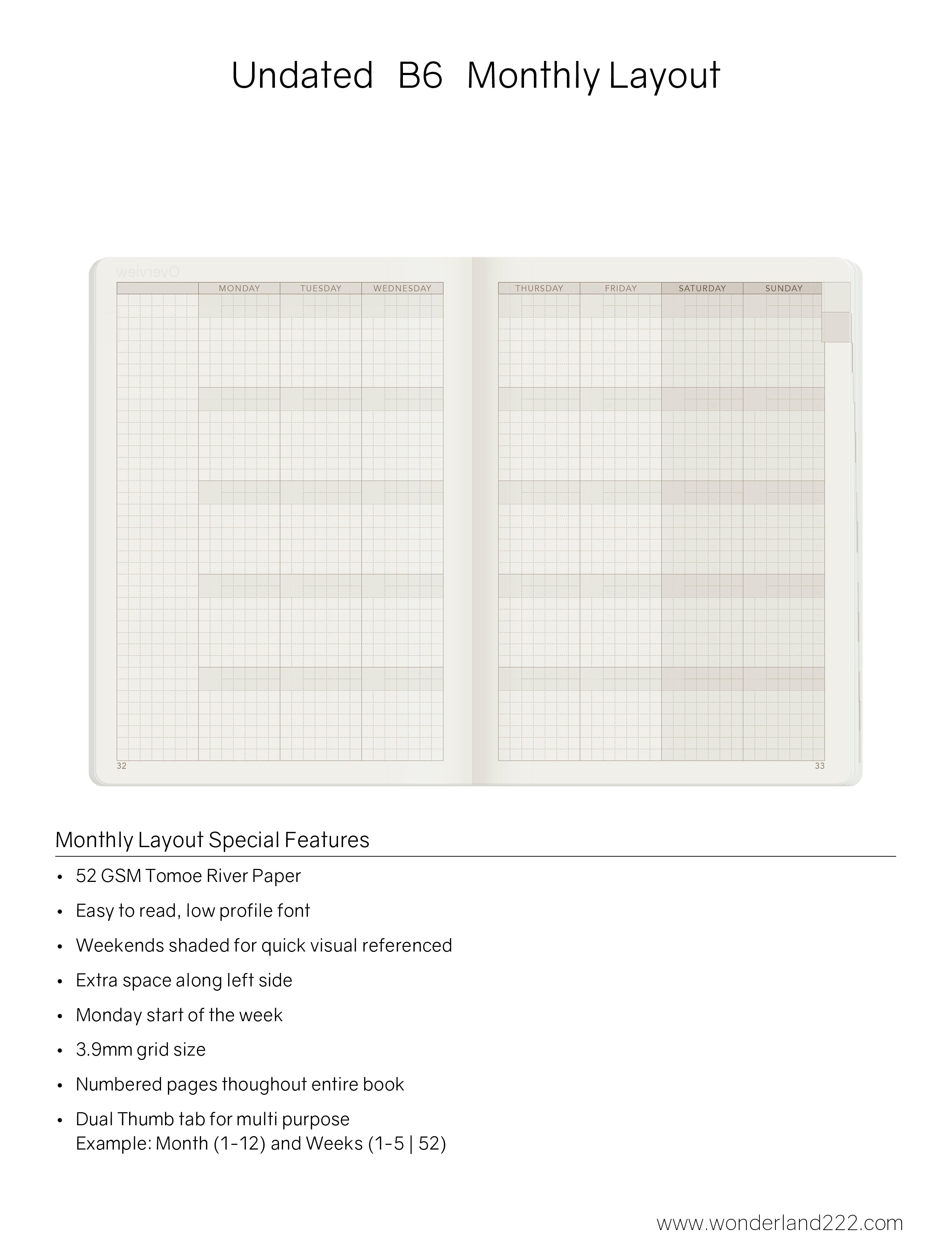 B6 Undated Weekly Planner v.1 | 2022 Edition | Core | Stacked Weekends