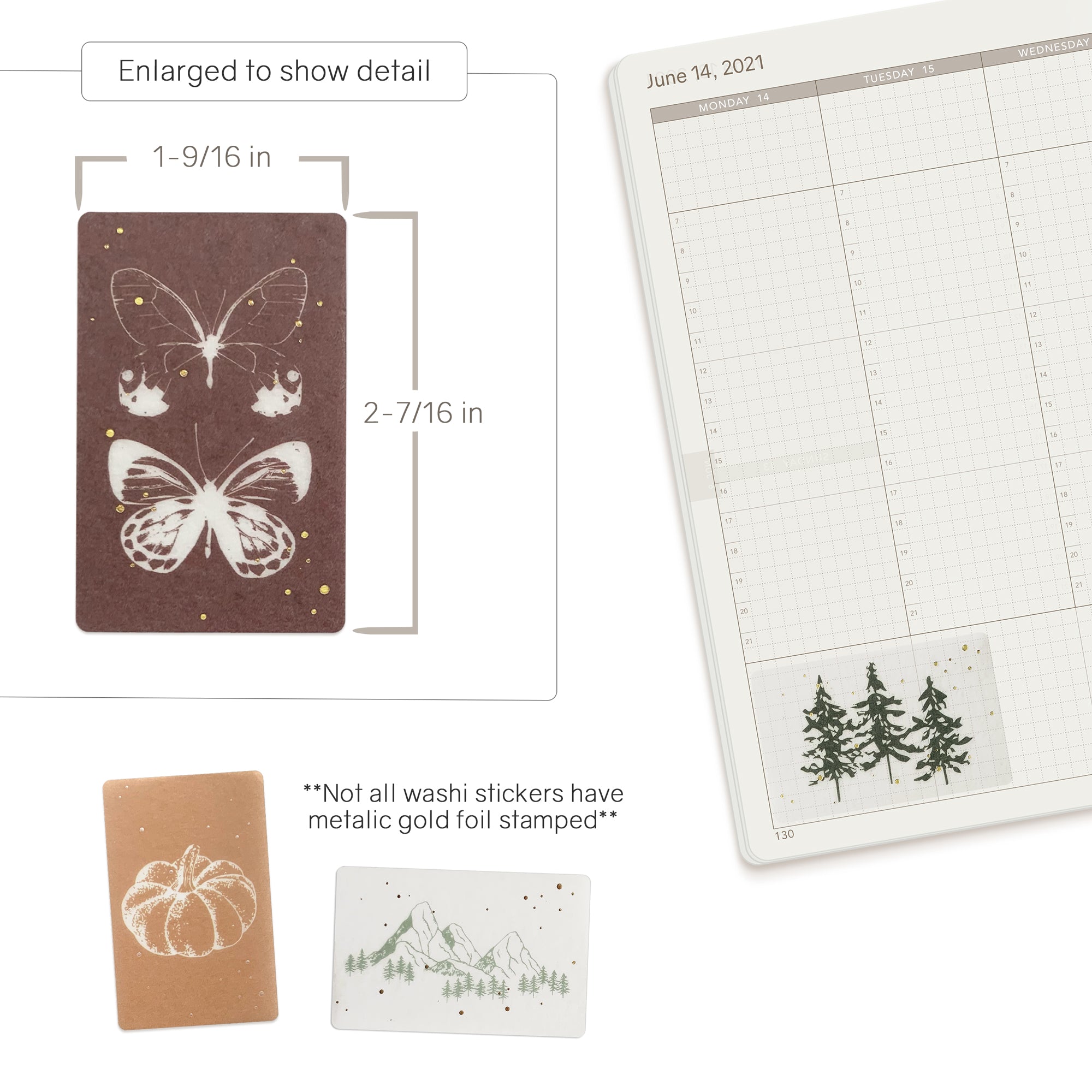 Nature washi stickers flakes for Planners, Notebooks, Bullet Journals and Diaries.  Available at Wonderland 222