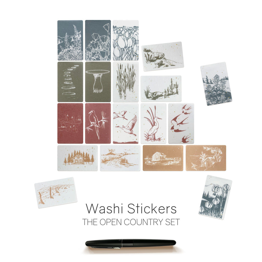 Landscape Nature Washi Stickers Flakes for Planners, Notebooks, Bullet Journals and Diaries.  Semi Transparent.  Available at Wonderland 222