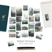 Wonderland 222 Fog Forest planner stickers with atmospheric wilderness imagery and minimalist decorative styling